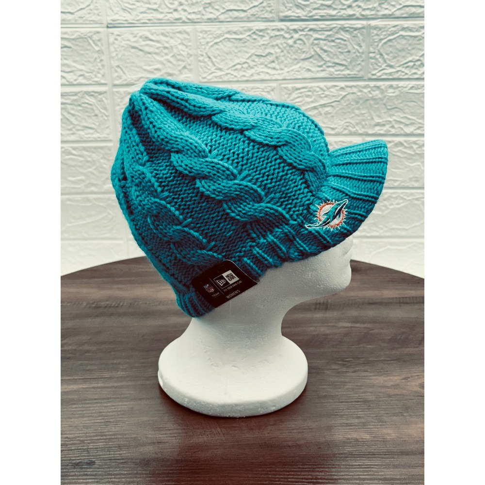 RARE DEADSTOCK NWT New Era Miami Dolphins "Arctic Blast" Cable Knit Visor Beanie